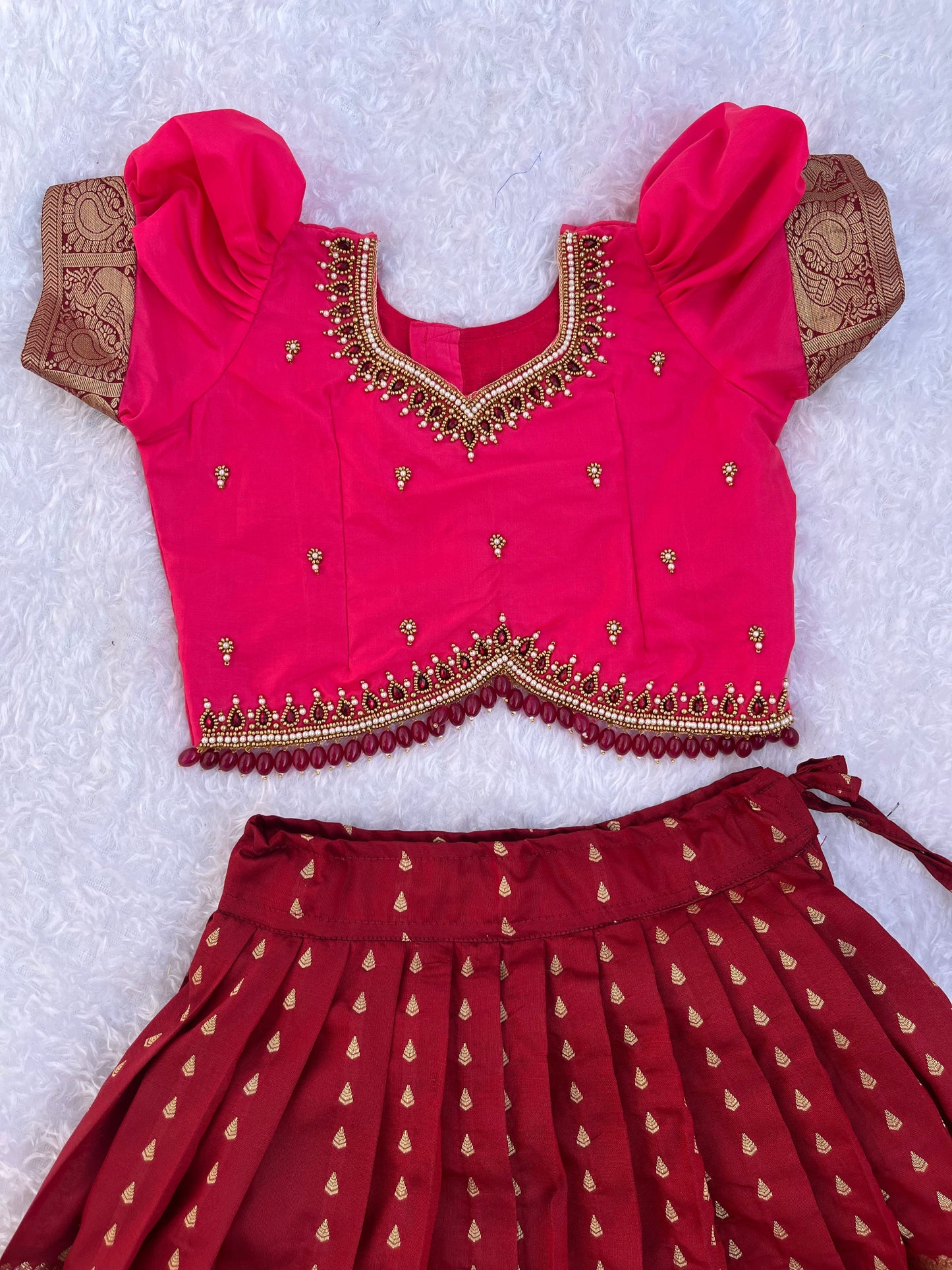Vibrant Pink and Maroon Lehenga