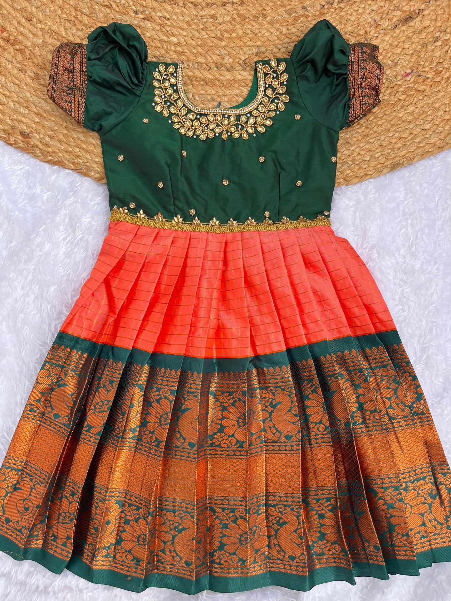 Elegant Semi-Silk Traditional Frock for Girls