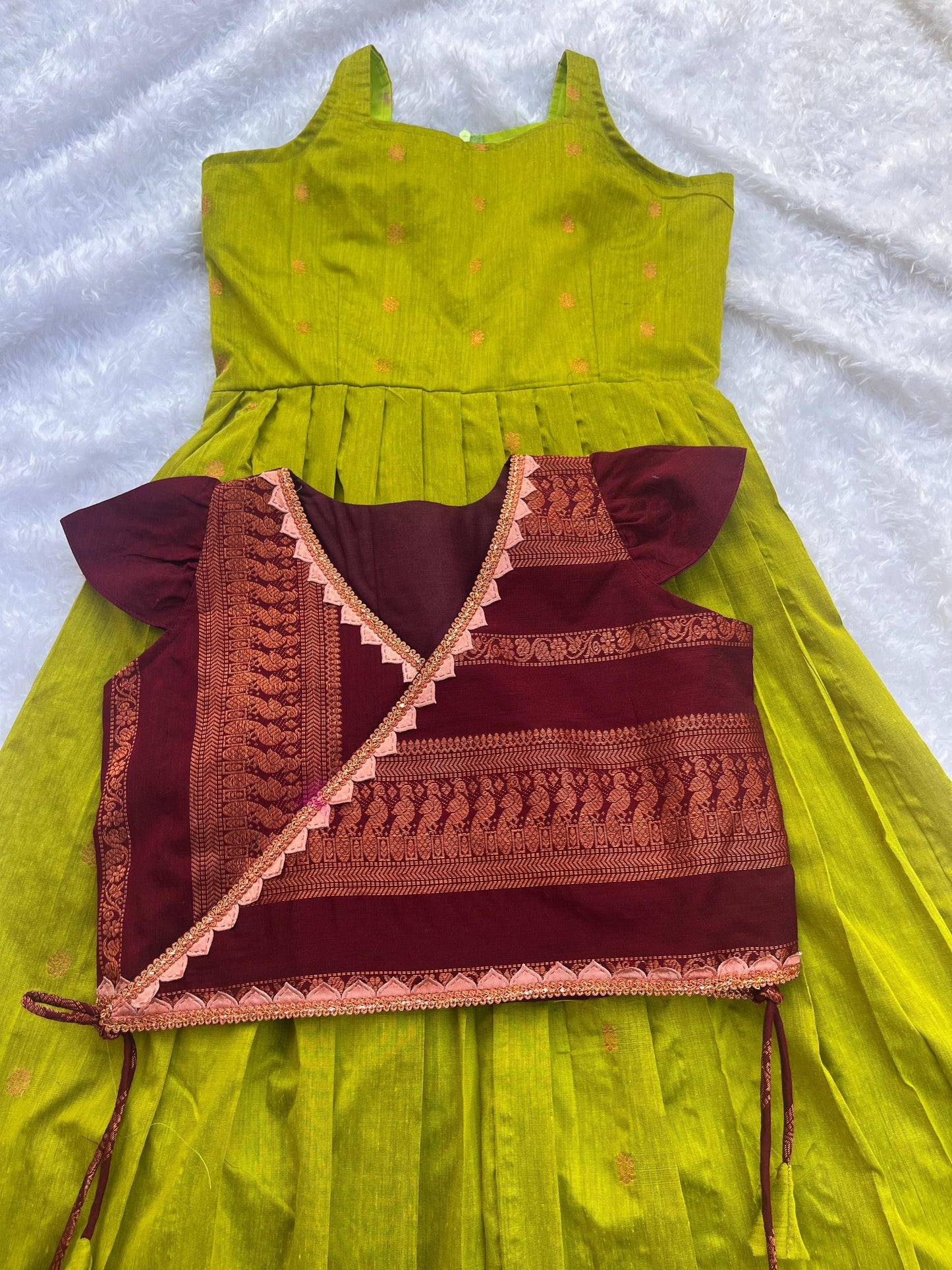 2-in-1 Frock with Overcoat: Parrot Green