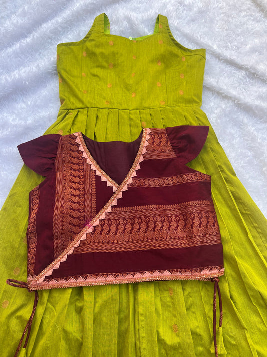 2-in-1 Frock with Overcoat: Parrot Green