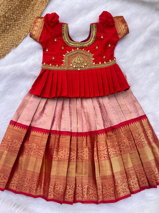 Classic red and pink Pavadai and sattai