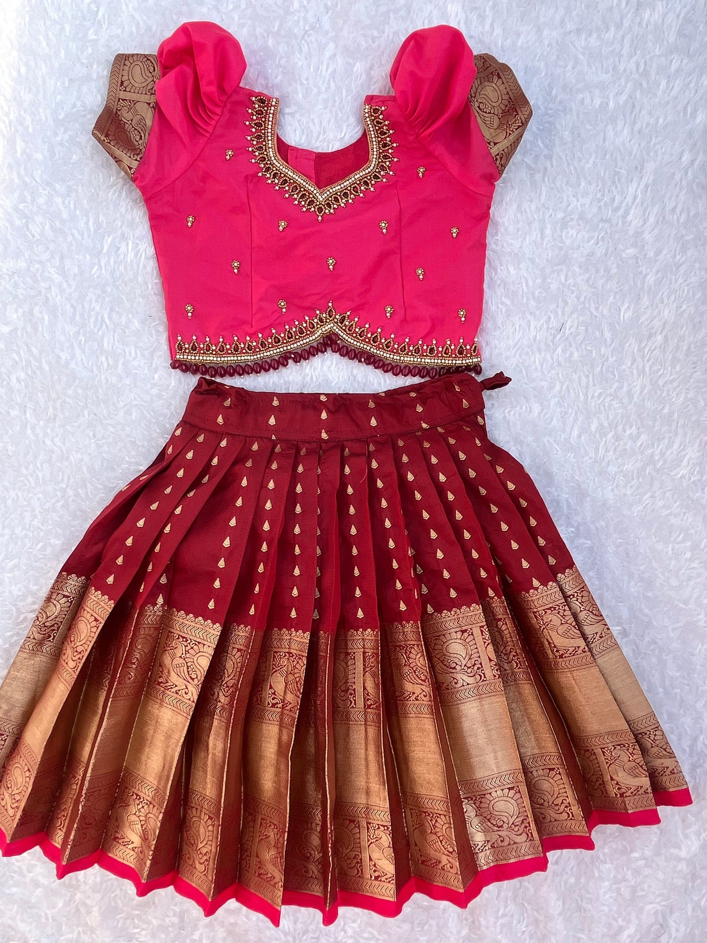 Vibrant Pink and Maroon Lehenga