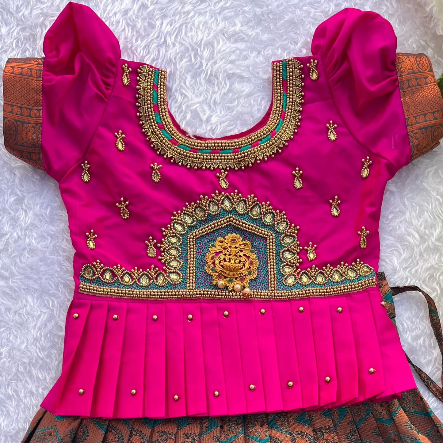 Premium Jewel-Toned Ethnic Dress with Aari Work