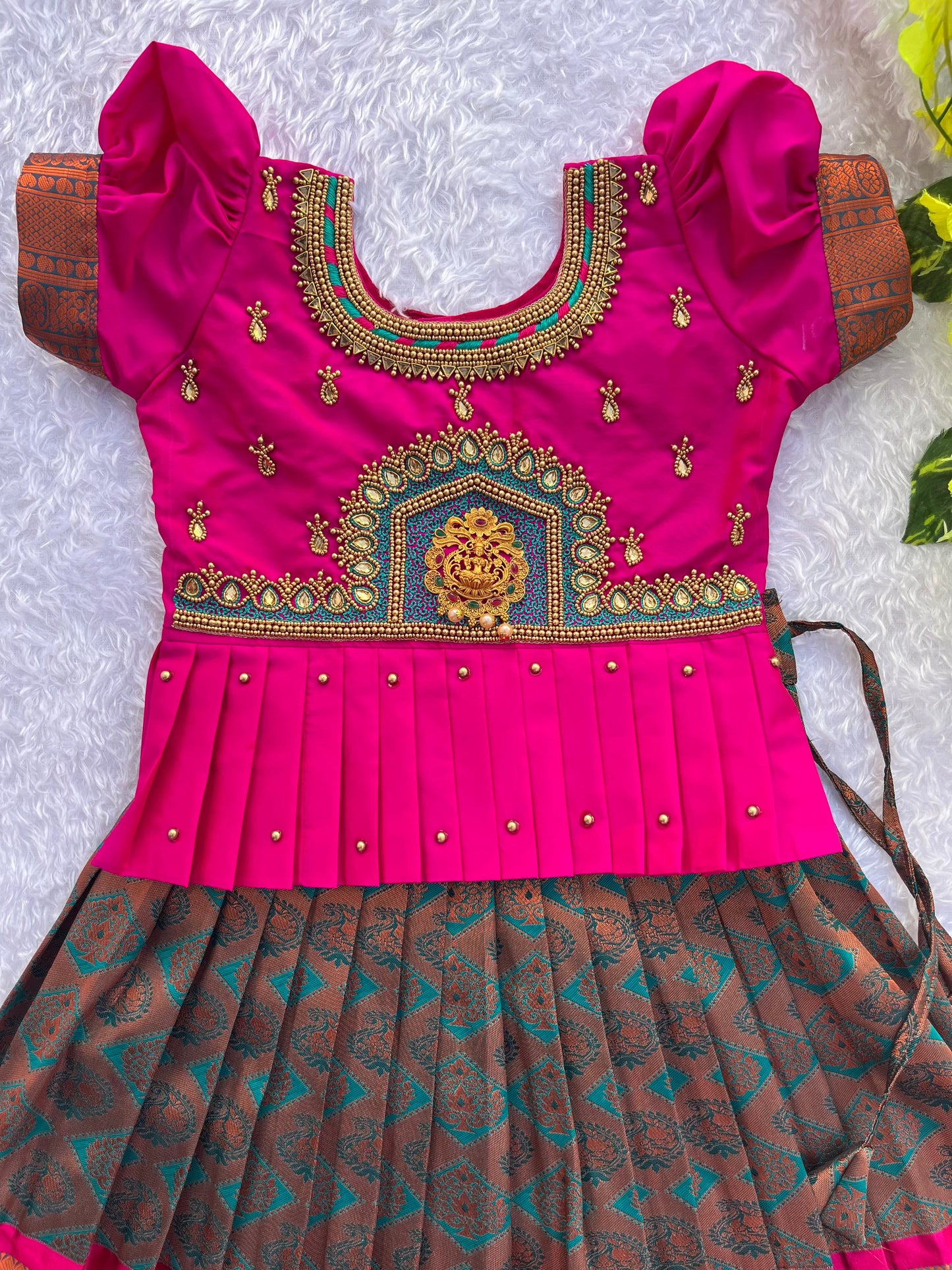 Premium Jewel-Toned Ethnic Dress with Aari Work