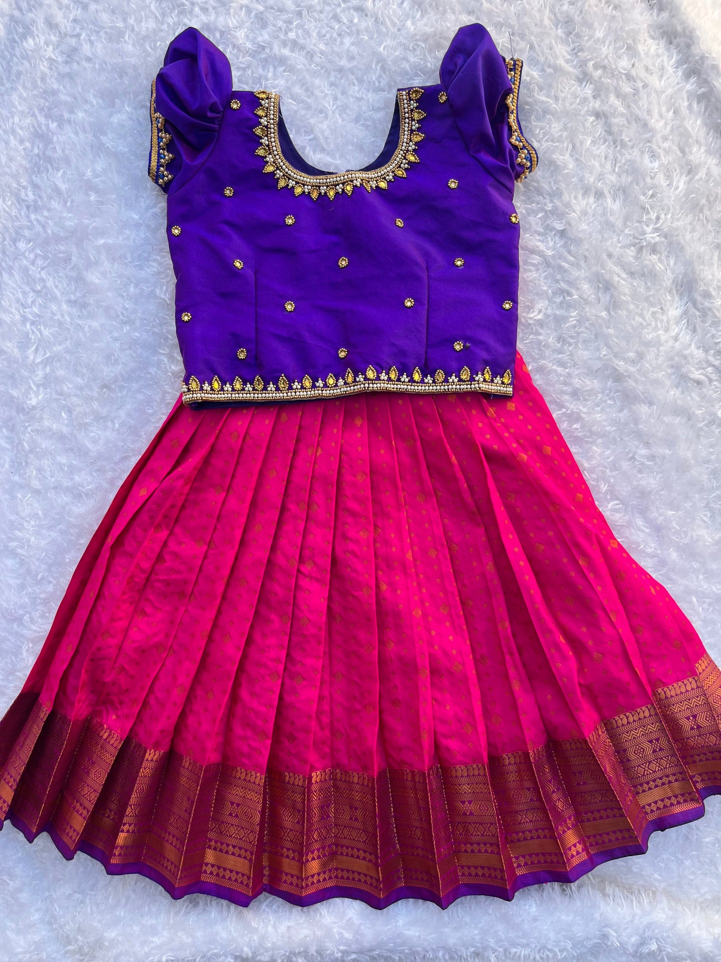 2-in-1 Semi Silk Frock with Overcoat with Aari Work