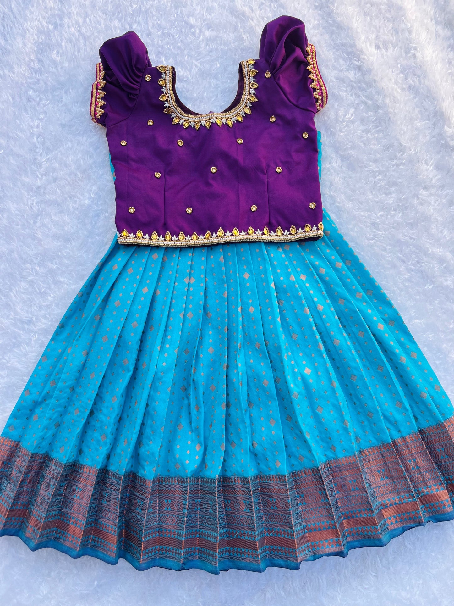 2-in-1 Semi Silk Frock with Overcoat with Aari Work