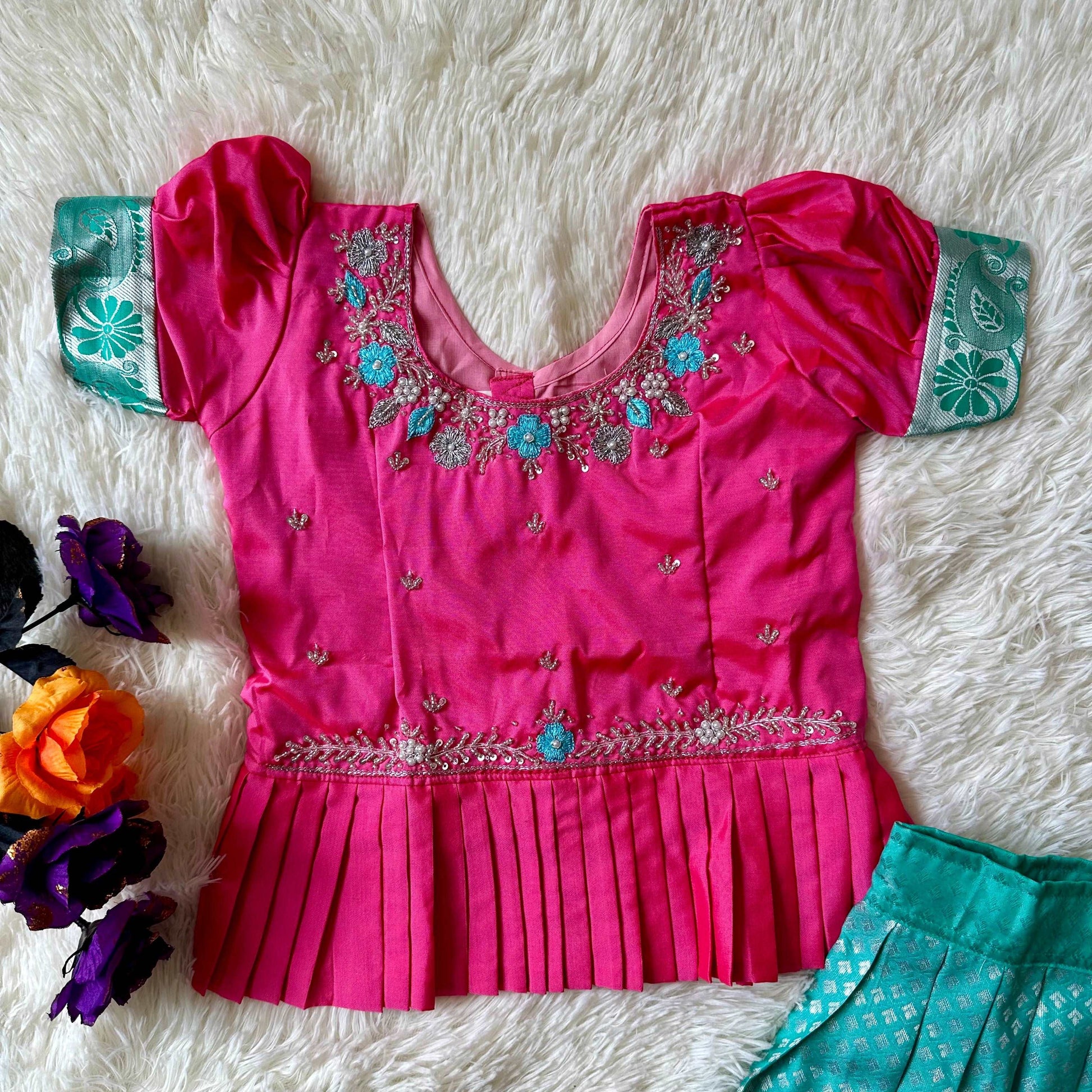 Sea Green Peplum Set with Aari Work