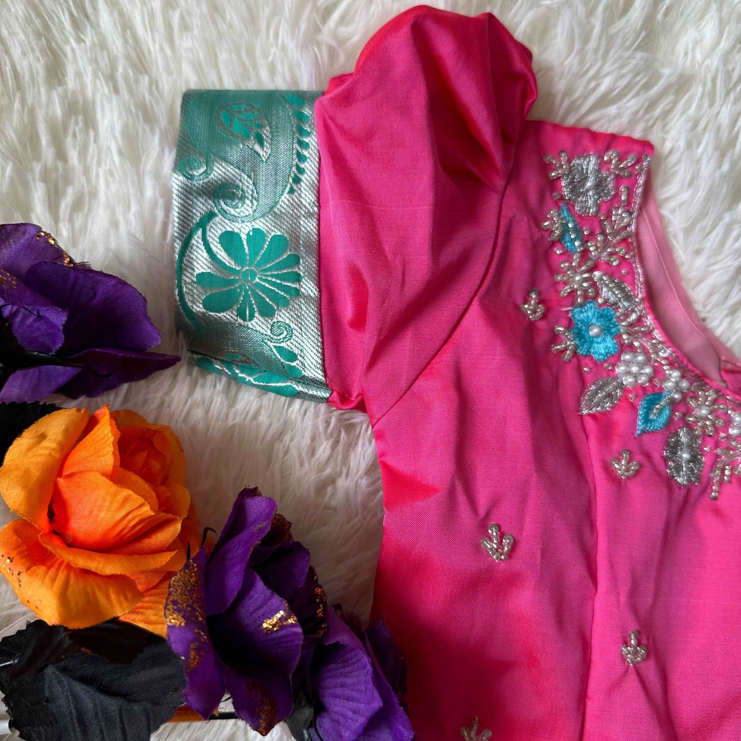 Sea Green Peplum Set with Aari Work