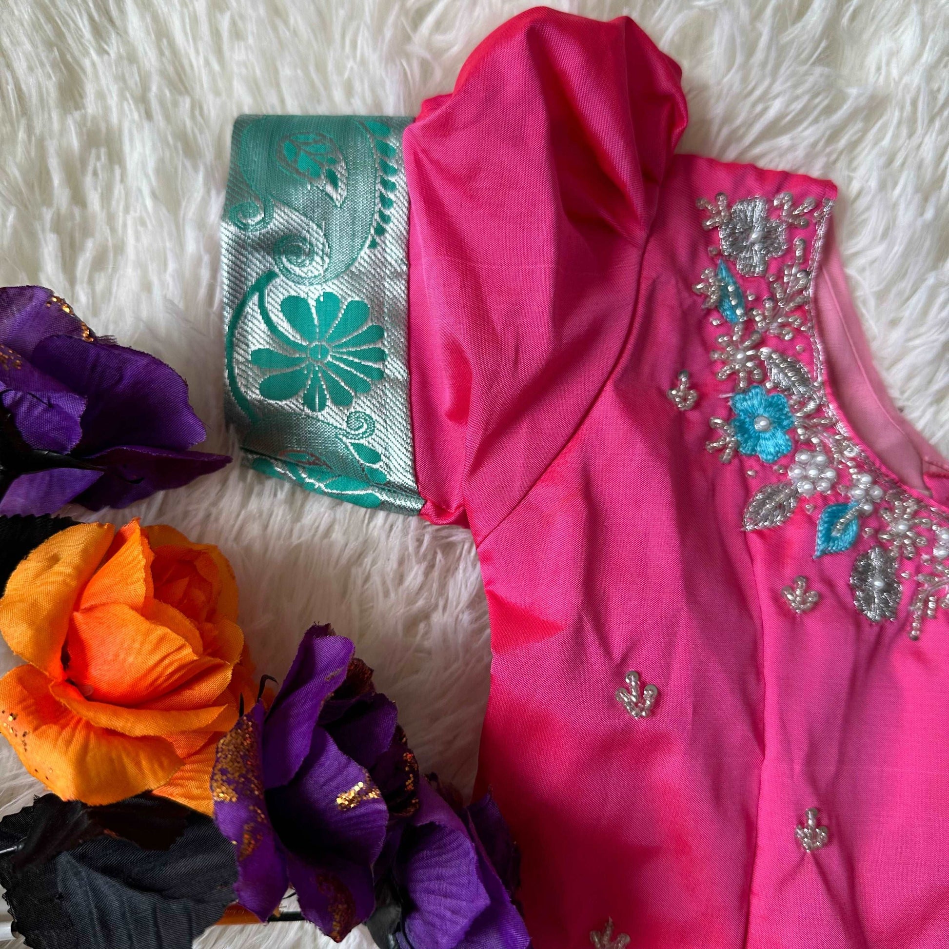 Sea Green Peplum Set with Aari Work