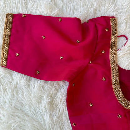 PRE ORDER: Elevate Your Style: Handloom Aari Work Pink Blouse