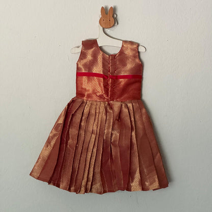 Katan Silk Frock wih copper Zari | Newborn - Kalas Couture