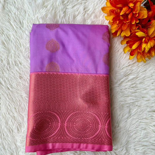 Diva Delight: Stand Out in Style with our Stunning Purple Semi Silk Saree