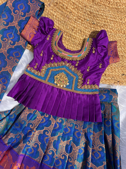 Majestic Purple & Peacock Blue Pattu Pavadai