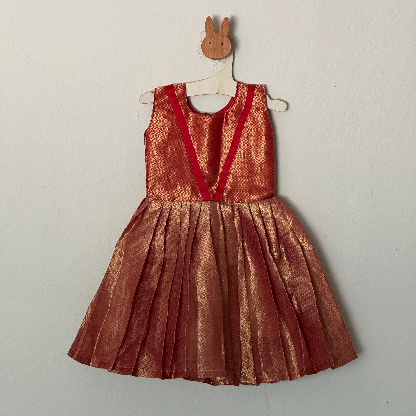 Katan Silk Frock wih copper Zari | Newborn - Kalas Couture