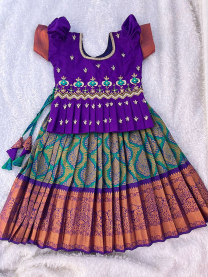 Royal Opulence: The Majestic Aari Semi Silk Lehenga