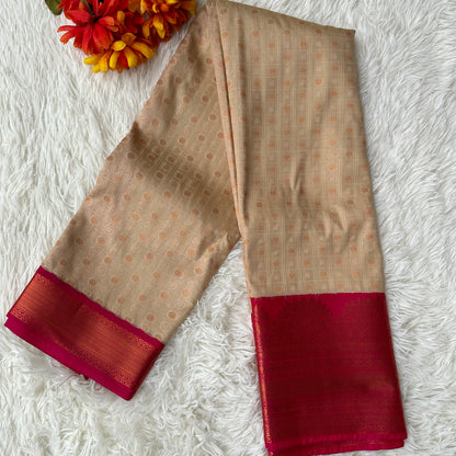 Creamy Chic: Lightweight Semi-Silk Saree for Elegant Comfort