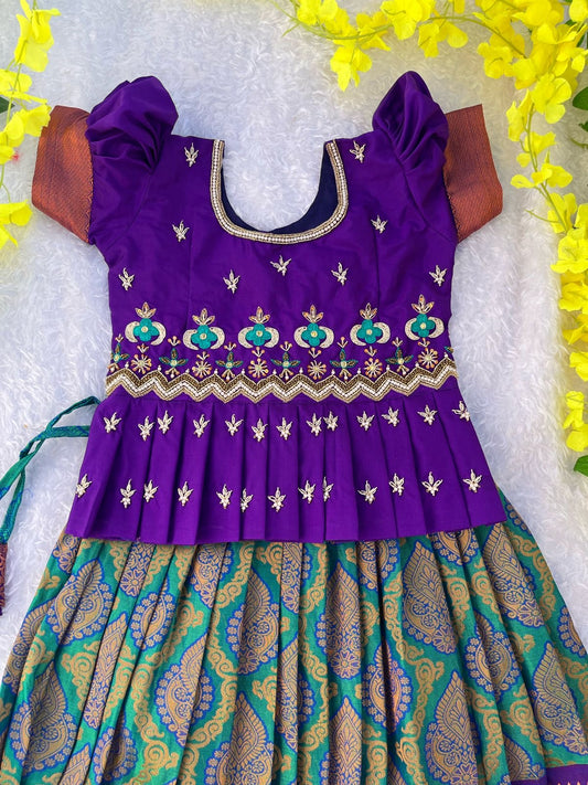 Royal Opulence: The Majestic Aari Semi Silk Lehenga