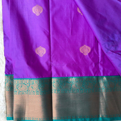 Timeless Charm: Purple With Green Border Semi Silk Saree
