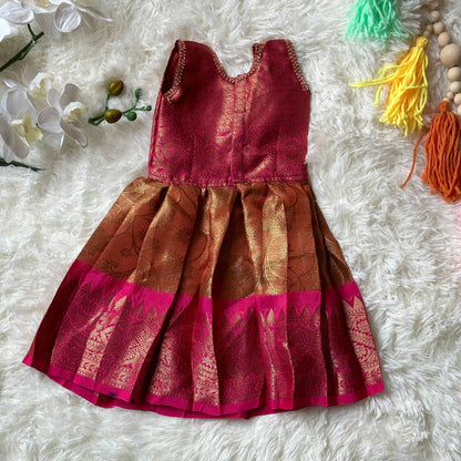 Simple Pink Katan Silk Frock | Newborn - Kalas Couture