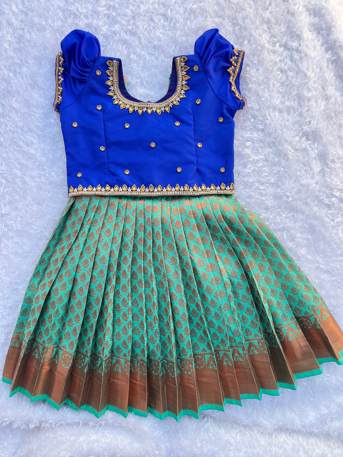 2-in-1 Semi Silk Frock with Overcoat with Aari Work