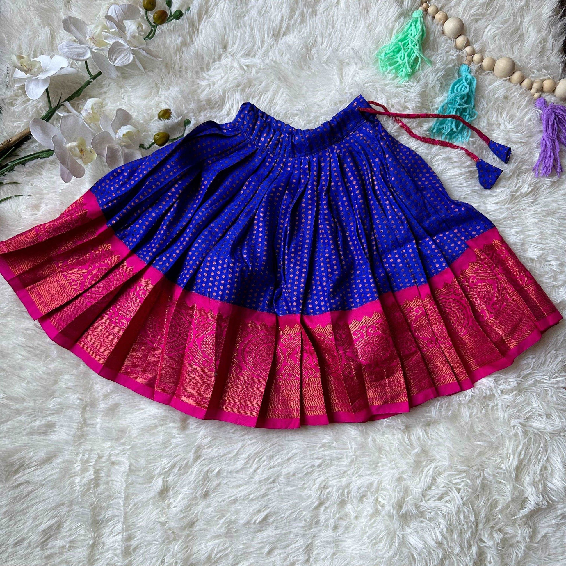Simple Royal Blue & Pink Lehenga | 6-12 Months - Kalas Couture