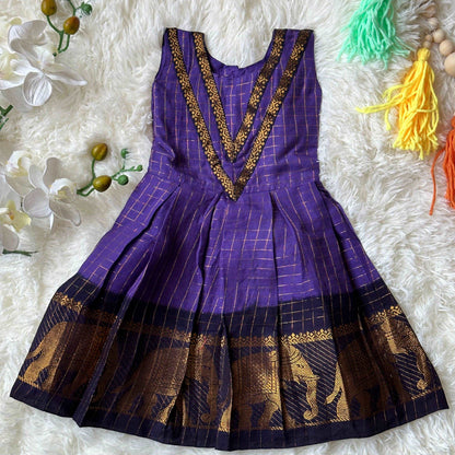 Purple Sungudi Cotton Frock | Newborn - Kalas Couture