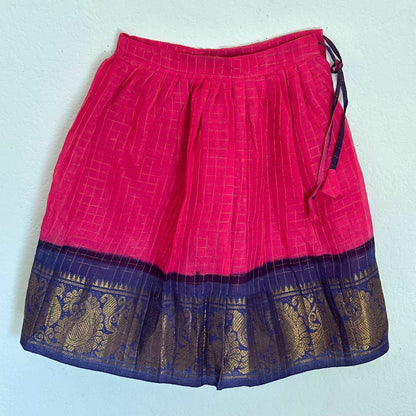 Simple Pink Sungudi Cotton Lehenga | 1-2 Yrs - Kalas Couture