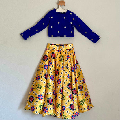 Chinnon Crop Top with Semi Patola Skirt | 3-4 Yrs - Kalas Couture