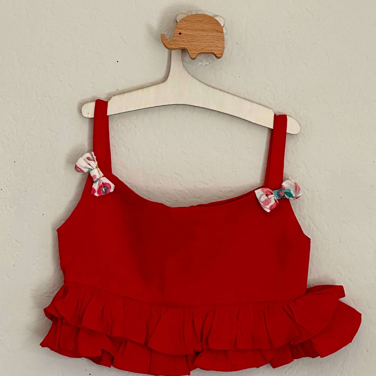Rayon Spaghetti Crop Top With Ruffles | 2 Layers High Low Skirt | 4-5 Yrs - Kalas Couture