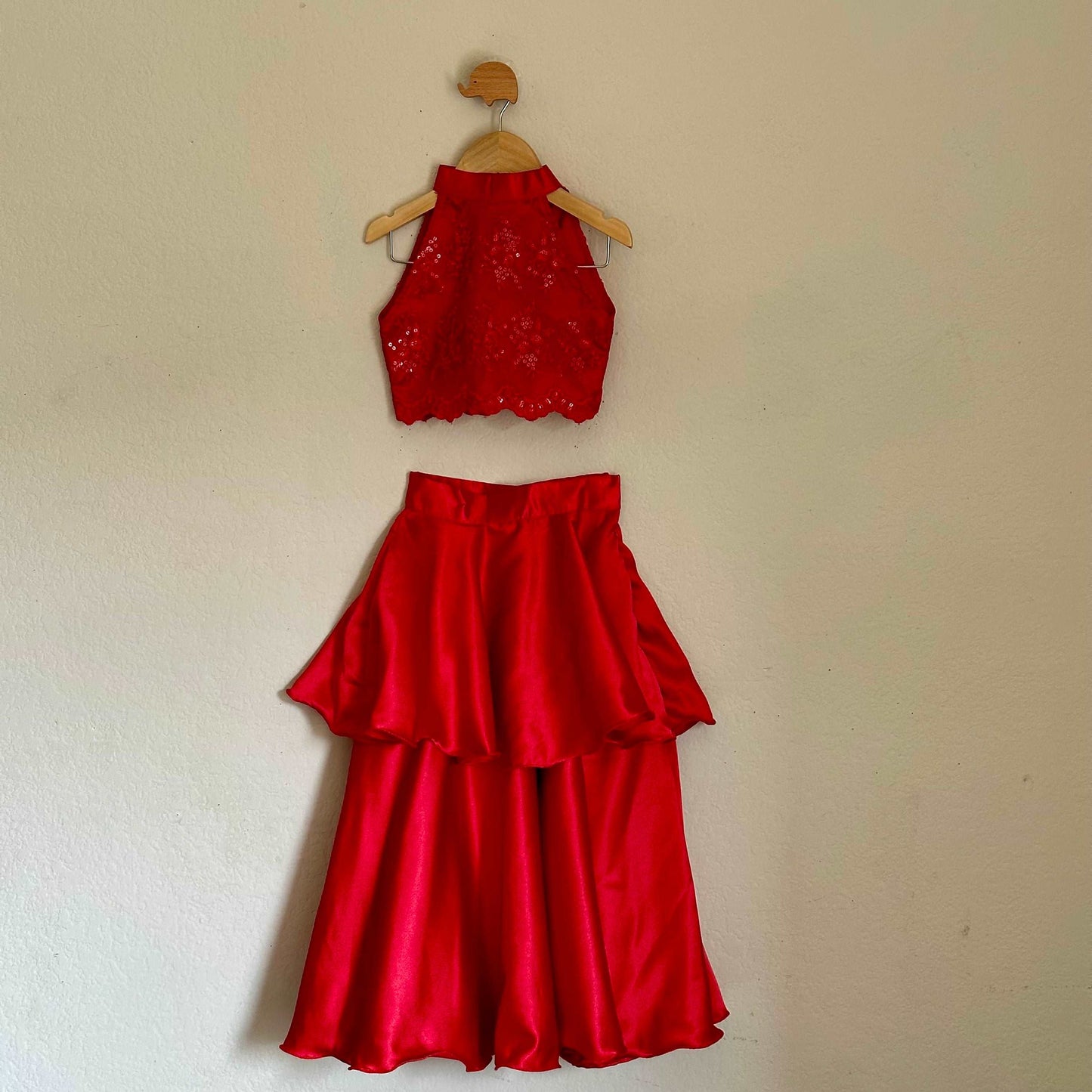 Glamorous Halter Neck with Stand Collar with Layers Circular Skirt | 4-5 Yrs - Kalas Couture