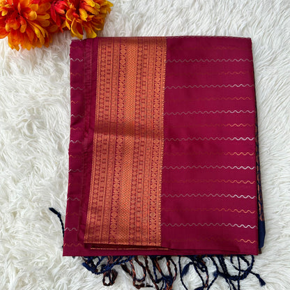 Indulge in Luxury: Maroon With Blue Soft Silk for Elegant Comfort