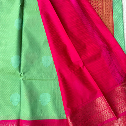 Indulge in Luxury: Green With Pink Semi-Silk Scarf, a Touch of Elegance
