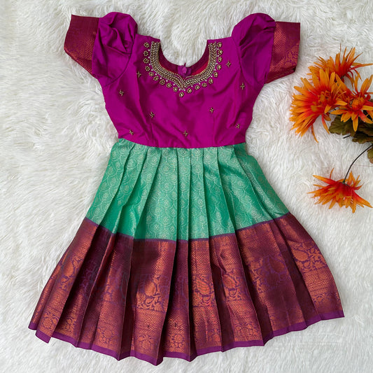 Mystic Orchid: Purple and Sea Green Frock