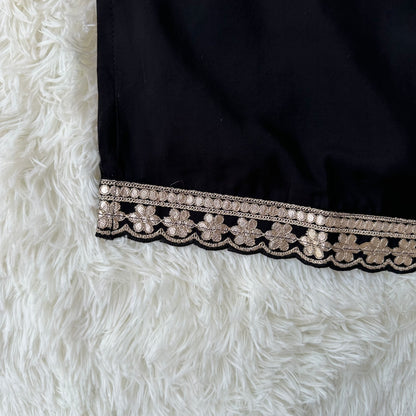 Dola Silk Black Kurta Set: Gotta Patti Neckline Elegance