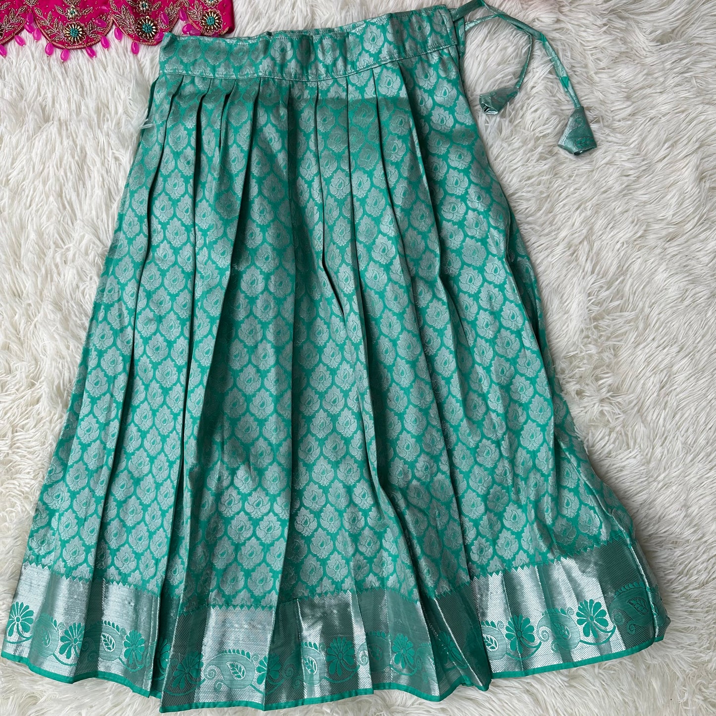 Sea Green Grandeur: Aari Work Top and Stunning Skirt Set