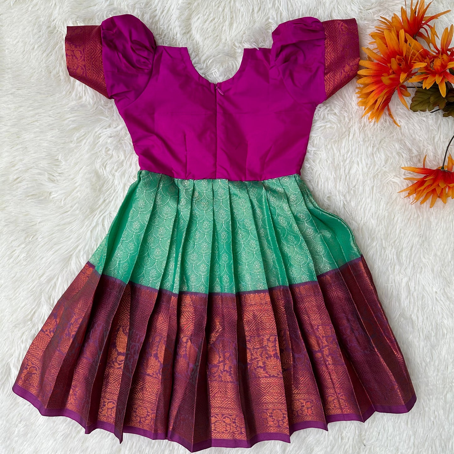 Mystic Orchid: Purple and Sea Green Frock
