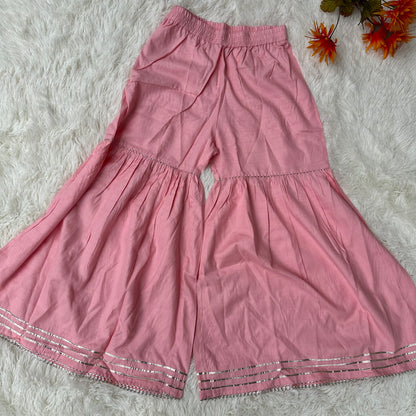 Baby Pink Mini Silk Kurta Set + Sahara Pant - Adorable & Comfortable!