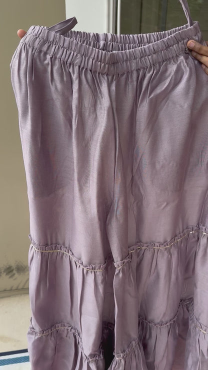 Radiant Mini Silk Foil Print Short Kurta Set Paired with Sahara Pant