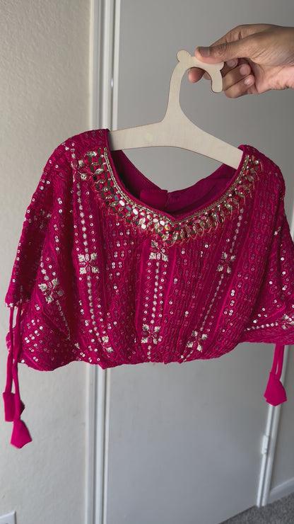 Pink Charm with Lucknowi Sequin Embroidery: Drawstring Blouse