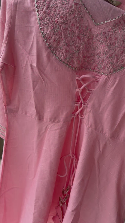 Baby Pink Mini Silk Kurta Set + Sahara Pant - Adorable & Comfortable!