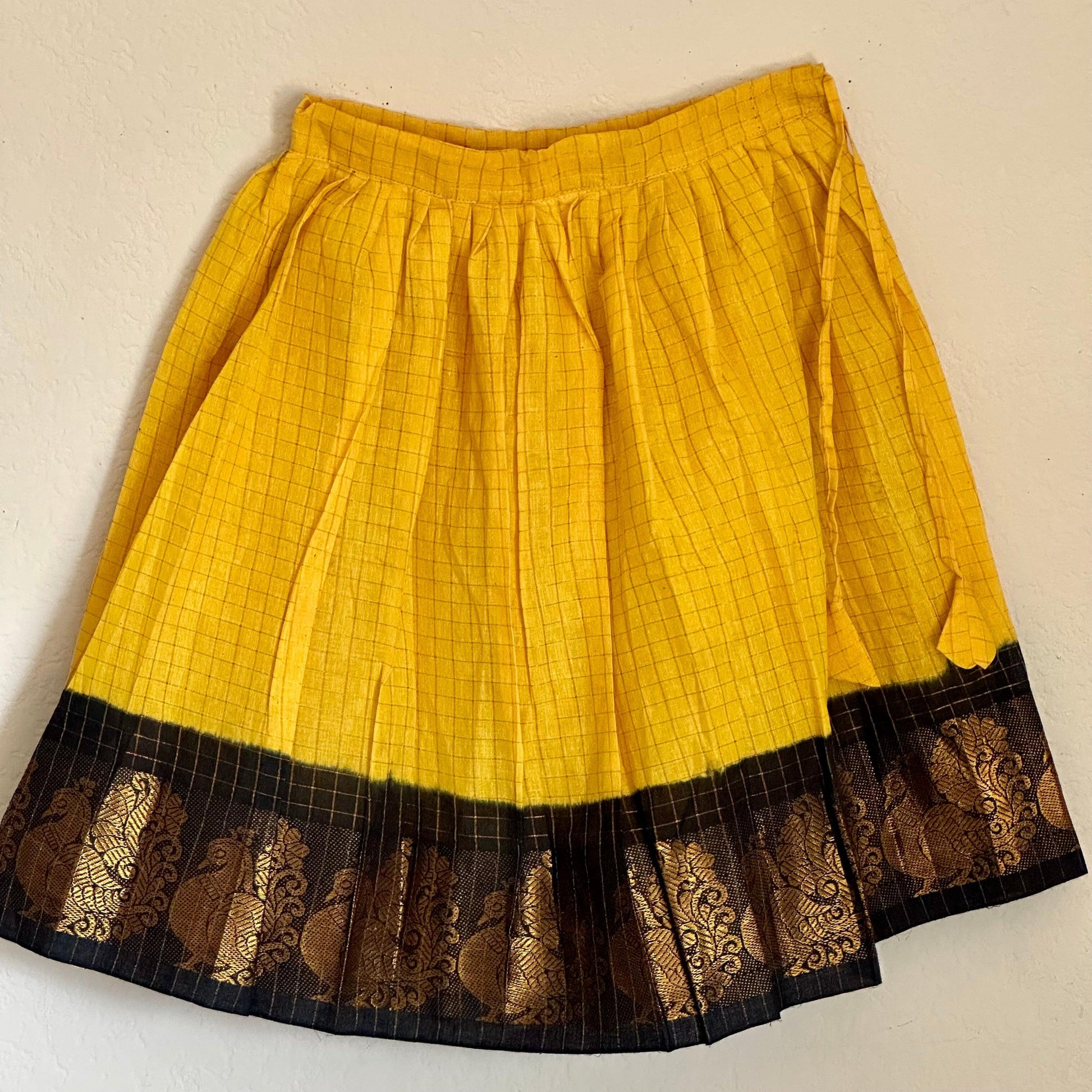 Simple Yellow Sungudi Silk Lehenga | 2-3 Yrs - Kalas Couture