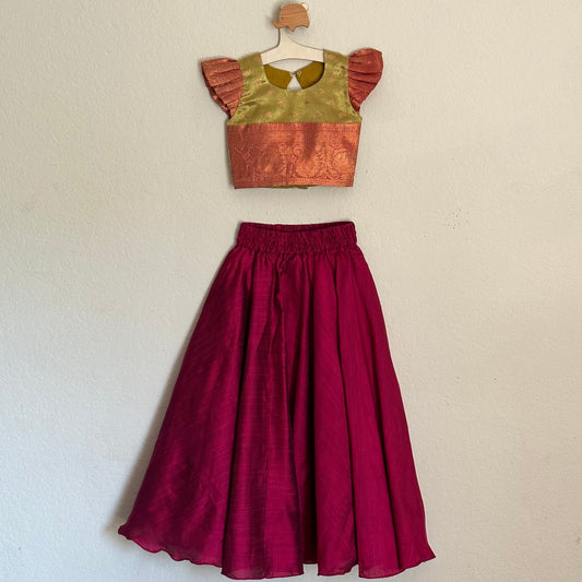 Vintage-inspired Crop Top and Circular Skirt | 3-4 Yrs - Kalas Couture